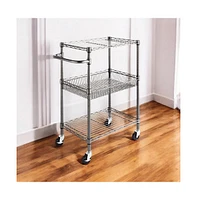 Slickblue 3-Tier Metal Kitchen Cart / Utility Cart with Adjustable Shelves and Casters