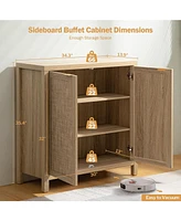 gaomon Sideboard Buffets Storage Cabinet - Boho Large Coffee Bar with Rattan Decorated Door Farmhouse Chest Credenza