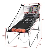 Kuyotq Foldable Double Electronic Basketball Game with 4 Balls Indoor
