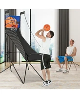 Kuyotq Foldable Single Shot Basketball Arcade Game with Electronic Scorer and Basketballs