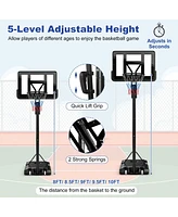 Kuyotq Portable Basketball Hoop with 8 to 10 Ft 5-Level Height Adjustable