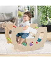 Kuyotq 2-in-1 Rocking Horse Arch for Kids Montessori Climbing Toys with Arch Climber