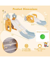 Kuyotq Foldable Slide with Basketball Hoop and Buffer Zone for Kids Aged 3+ Years Old