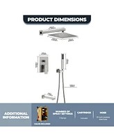 Casainc 10 Inch Wall Mounted Square Shower System Set with Handheld Spray & Tub Spout