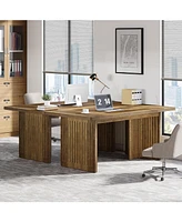 Tribesigns 63-Inch Executive Desk, Large Computer Desk with Sturdy Wood Legs & Thickened Tabletop, Mid-Century Modern Study Writing Table Workstation