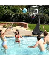 Costway 4.9-10 Ft Basketball Hoop System with 44 Inch Shatterproof Backboard with Wheels