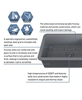 Casainc 32inch L x 19inch W Single Bowl Fireclay Undermount Kitchen Sink with Grid