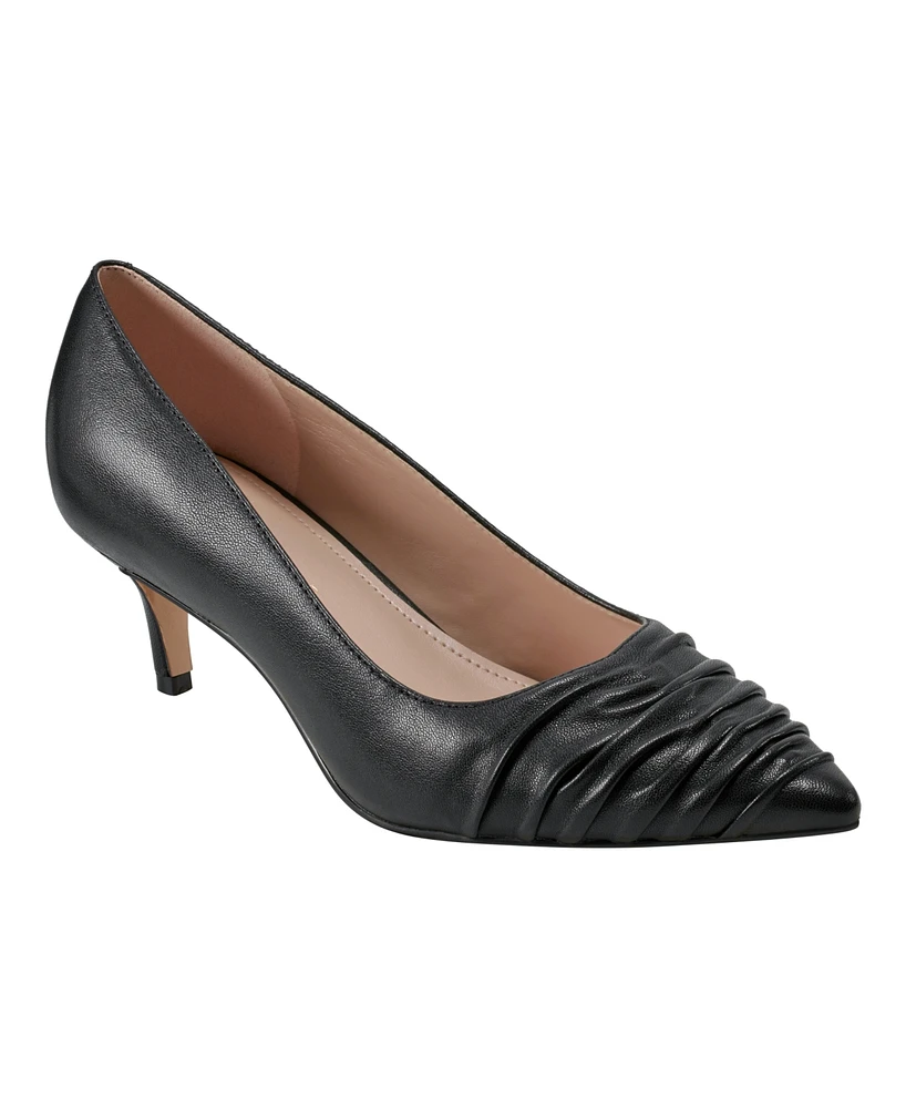 Marc Fisher Ltd Women's Paria Ruched Kitten Heel Pumps