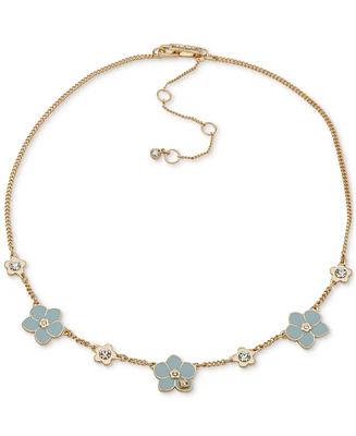 Karl Lagerfeld Paris Gold-Tone Crystal & Color Flower Statement Necklace, 16" + 3" extender - Nk 16In Flower Frontal