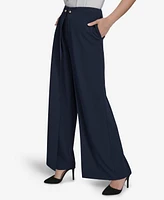 Halston Women's Scuba Barbell Open-Pleat Pants