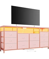 gaomon 63.3 Inch Black Dresser for Bedroom, 10 Drawer Dresser Tv Stand