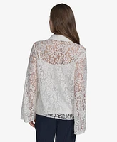 Halston Women's Collared Lace Button-Front Shirt