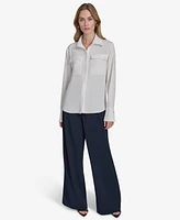 Halston Women's Utility Collared Button-Front Blouse