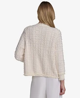 Halston Women's Boucle Collarless Open-Front Cardigan