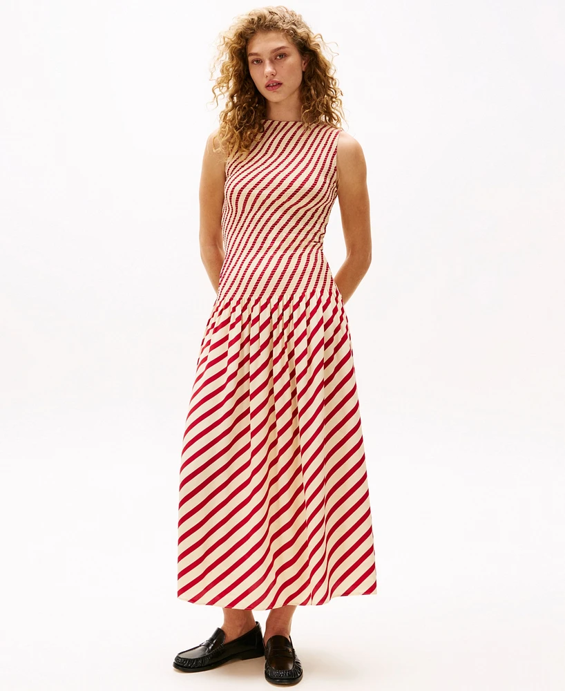 Tommy Hilfiger x Sofia Richie Grainge Women's Striped Smocked-Bodice Maxi Dress