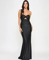 Emerald Sundae Juniors' Strapless Twist-Front Cutout Gown, Created for Macy's