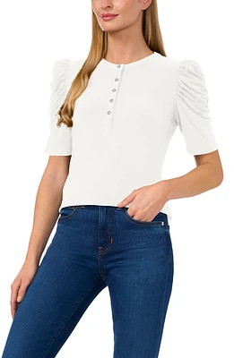 CeCe Women's Shirred-Sleeve Embellished-Button Top