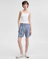 And Now This Women's Striped Elasticated-Back Shorts, Exclusively at Macy's