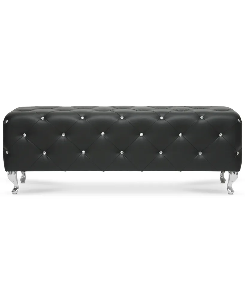 Arabella Crystal Tufted Faux Leather Bench