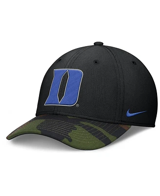 Nike Men's Black/Camo Duke Blue Devils 2024 Military Appreciation Rise Swoosh Performance Flex Hat