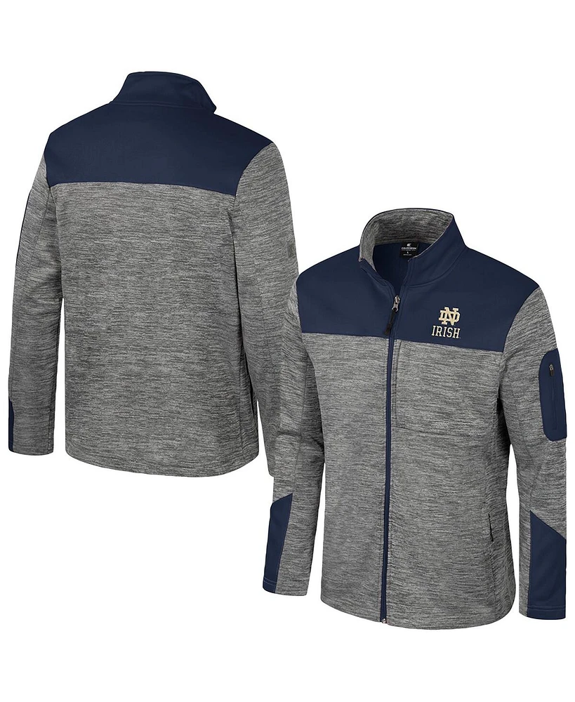 Colosseum Men's Gray/Navy Notre Dame Fighting Irish Guard Full-Zip Jacket