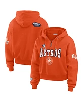 Wear by Erin Andrews Women's Orange Houston Astros Patch Quarter-Zip Hoodie