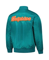 Starter Men's Aqua Miami Dolphins Exclusive Satin Full-Snap Varsity Jacket