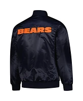 Starter Men's Navy Chicago Bears Exclusive Satin Full-Snap Varsity Jacket