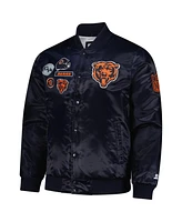 Starter Men's Navy Chicago Bears Exclusive Satin Full-Snap Varsity Jacket