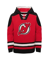 Outerstuff Big Boys and Girls Jack Hughes Red New Jersey Devils Must-Have V-Neck Name Number Pullover Hoodie