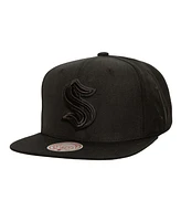 Mitchell & Ness Men's Black Seattle Kraken Soul Strike Cultivated Pearl Tonal Snapback Hat