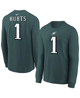 Nike Big Boys and Girls Jalen Hurts Midnight Green Philadelphia Eagles Player Name Number Long Sleeve T-Shirt