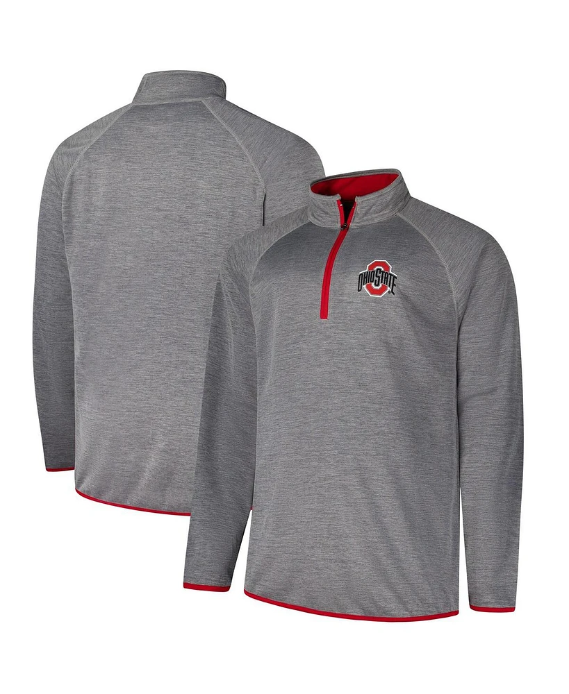 Fanatics Men's Charcoal Ohio State Buckeyes Raglan Big Tall Quarter-Zip Top