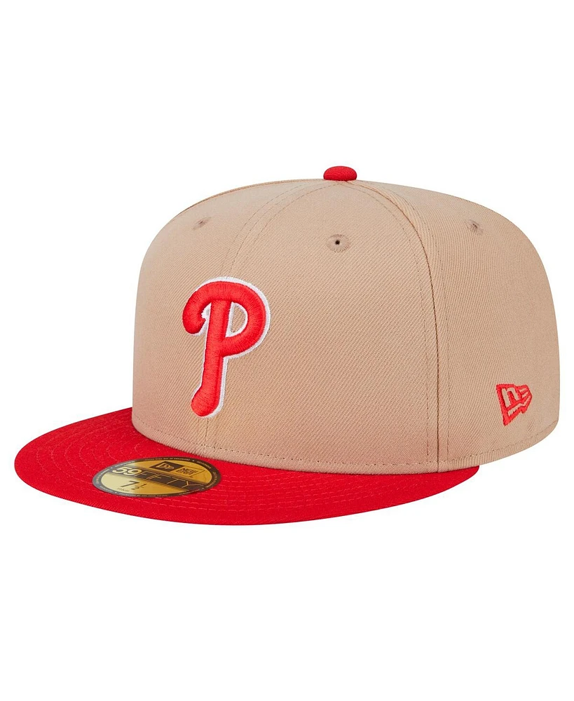 New Era Men's Khaki Philadelphia Phillies 59FIFTY Fitted Hat