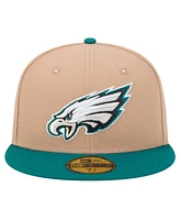 New Era Men's Tan Philadelphia Eagles Logo Main 59FIFTY Fitted Hat