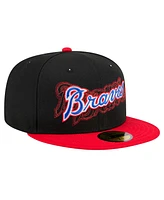 New Era Men's Black Atlanta Braves Shadow Stitch 59FIFTY Fitted Hat