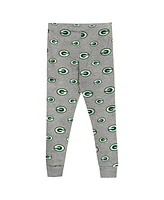 Outerstuff Preschool Heather Gray Green Bay Packers Long Sleeve T-Shirt and Pants Sleep Set