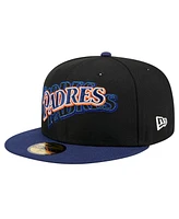 New Era Men's Black San Diego Padres Shadow Stitch 59FIFTY Fitted Hat