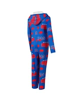 Concepts Sport Women's Royal Buffalo Bills Throwback Roadway Allover Print Microfleece Full-Zip Union Suit