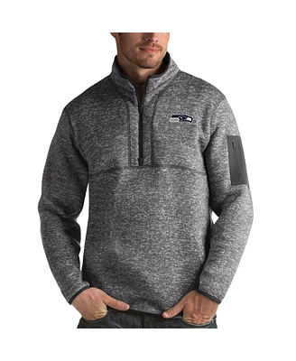 Antigua Men's Charcoal Seattle Seahawks Fortune Quarter-Zip Pullover Jacket