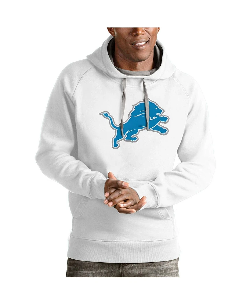 Antigua Men's White Detroit Lions Victory Pullover Hoodie