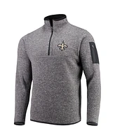 Antigua Men's Charcoal New Orleans Saints Fortune Quarter-Zip Pullover Jacket