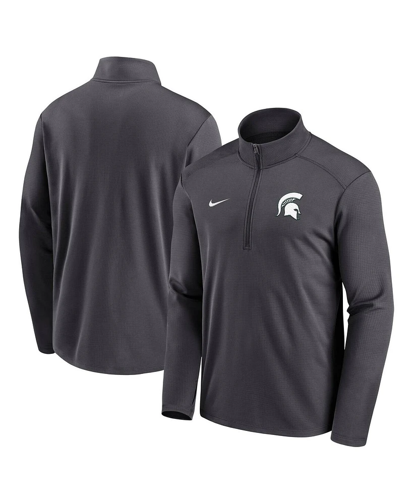 Nike Men's Anthracite Michigan State Spartans Primetime Pacer Performance Half-Zip Top