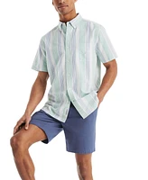 Nautica Men's Relaxed Fit Short-Sleeve Striped Button-Down Authentic Oxford Shirt