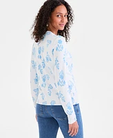 Style & Co Women's Printed Crewneck Button-Front Cardigan, Exclusively at Macy's