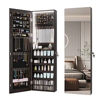 Vlsrka Wall/Door Mounted Led Jewelry Storage Mirror Cabinet