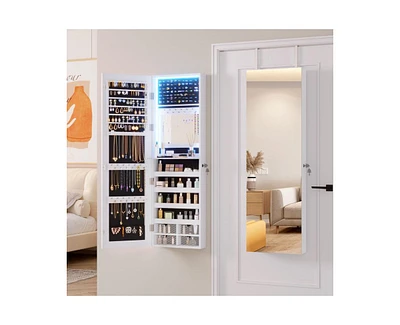 Vlsrka Wall/Door Mounted Led Jewelry Storage Mirror Cabinet