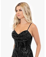 Blondie Nites Juniors' Glitter Mesh Corset Gown