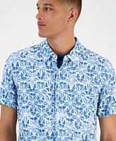 Guess Men's Slim Fit Short Sleeve Printed Button-Front Shirt