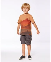 Deux par Toddler Boys Printed Organic Cotton Tee Orange Sunset - Toddler|Child